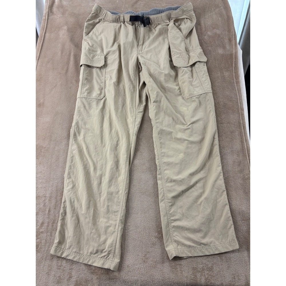 Duluth Trading Co Cargo Utility Pants Mens XLGx34 Beige Ripstop Belted Nylon‎